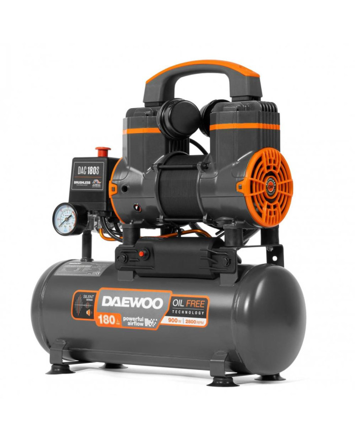 Daewoo Oil Free Air Compressor, 1,45*2 KW, 50l, 500 L/min, 2800 Rpm, 8 Bar, 38,5 Kg.